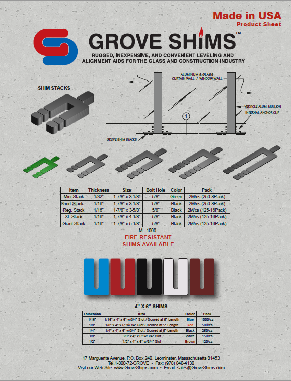 grove shims product list